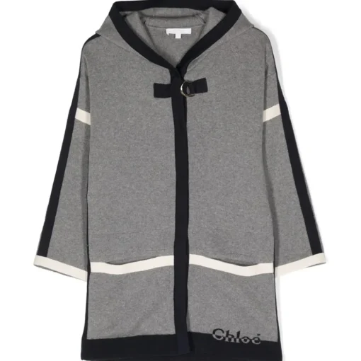 Chlo\u00e9 Chloé - Kids Grey Hooded Coat - Chloé Exclusive Luxury Collection - Avvenice^ Jackets
