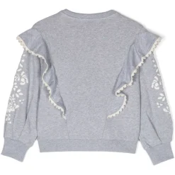 Chlo\u00e9 Chloé - Kids Grey Ruffled Sweatshirt - Chloé Exclusive Luxury Collection - Avvenice^ Sweatshirts