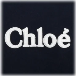 Chlo\u00e9 Chloé - Navy Blue and Multicolour Appliqué Logo Dress - Chloé Exclusive Luxury Collection - Avvenice^ Dresses