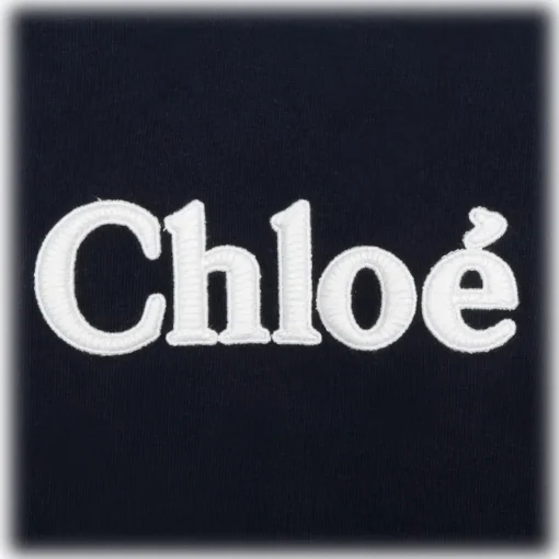 Chlo\u00e9 Chloé - Navy Blue and Multicolour Appliqué Logo Dress - Chloé Exclusive Luxury Collection - Avvenice^ Dresses