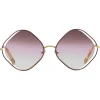Chlo\u00e9 Eyewear Chloé - Poppy Rhombus Sunglasses in Metal - Havana Gold Rose - Chloé Eyewear - Avvenice