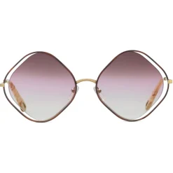 Chlo\u00e9 Eyewear Chloé - Poppy Rhombus Sunglasses in Metal - Havana Gold Rose - Chloé Eyewear - Avvenice