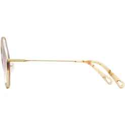 Chlo\u00e9 Eyewear Chloé - Poppy Rhombus Sunglasses in Metal - Havana Gold Rose - Chloé Eyewear - Avvenice