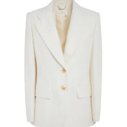 Chlo\u00e9 Chloé - Single-Breasted Jacket in White - Chloé Exclusive Luxury Collection - Avvenice