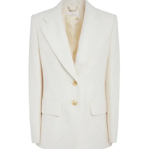 Chlo\u00e9 Chloé - Single-Breasted Jacket in White - Chloé Exclusive Luxury Collection - Avvenice