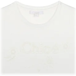 Chlo\u00e9 Chloé - White Embroidered Carved Logo T-Shirt - Chloé Exclusive Luxury Collection - Avvenice^ T-shirt