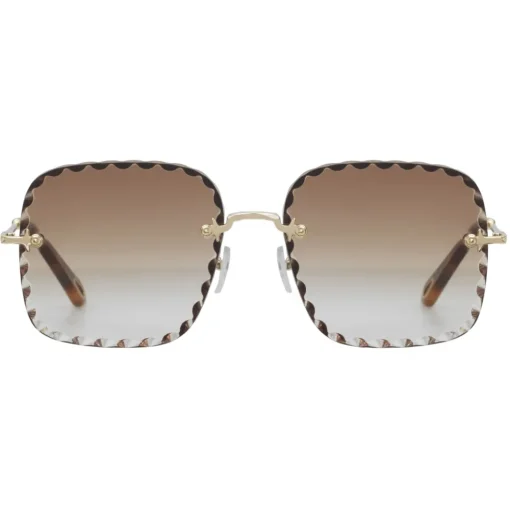 Chlo\u00e9 Eyewear Chloé - Willow Square Sunglasses in Bio-Acetate - Dark Havana Khaki - Chloé Eyewear - Avvenice