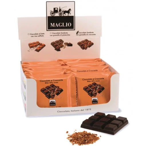Cioccolato Maglio - Snack Bar - Chocolate with Nut Brittle - Bitter 60 % Cocoa - Avvenice^ Sweets
