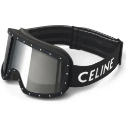 C\u00e9line Eyewear Céline - Celine Ski Mask in Plastic with Metal Studs & Mirror Lenses - Black - Sunglasses - Céline Eyewear - Avvenice