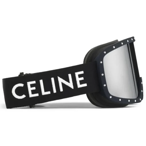 C\u00e9line Eyewear Céline - Celine Ski Mask in Plastic with Metal Studs & Mirror Lenses - Black - Sunglasses - Céline Eyewear - Avvenice