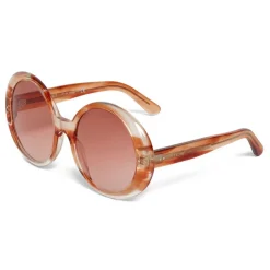 C\u00e9line Eyewear Céline - Round Sunglasses in Acetate - Striped Orange Havana - Sunglasses - Céline Eyewear - Avvenice