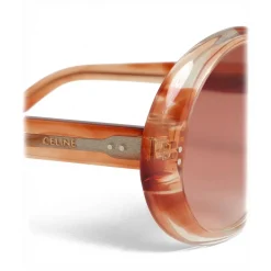 C\u00e9line Eyewear Céline - Round Sunglasses in Acetate - Striped Orange Havana - Sunglasses - Céline Eyewear - Avvenice