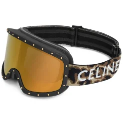 C\u00e9line Eyewear Céline - Ski Mask in Plastic with Metal Studs & Mirror Lenses - Leopard - Sunglasses - Céline Eyewear - Avvenice