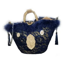 Coffarte - Medium Aisha Coffa in Winter Gray Lace - Sicilian Artisan Handbag - Sicilian Coffa - Luxury High Quality Handicraft - Avvenice^ Bags