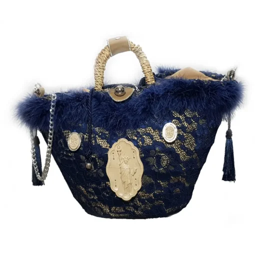 Coffarte - Medium Aisha Coffa in Winter Gray Lace - Sicilian Artisan Handbag - Sicilian Coffa - Luxury High Quality Handicraft - Avvenice^ Bags