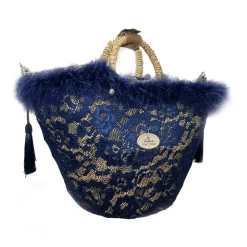 Coffarte - Medium Aisha Coffa in Winter Gray Lace - Sicilian Artisan Handbag - Sicilian Coffa - Luxury High Quality Handicraft - Avvenice^ Bags