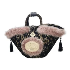 Coffarte - Medium Black Lace Coffa - Sicilian Artisan Handbag - Sicilian Coffa - Luxury High Quality Handicraft - Avvenice^ Bags
