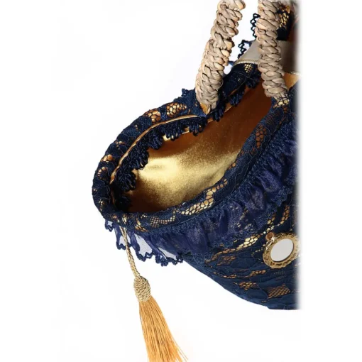 Coffarte - Medium Blue Cameo Coffa - Sicilian Artisan Handbag - Sicilian Coffa - Luxury High Quality Handicraft Bag - Avvenice