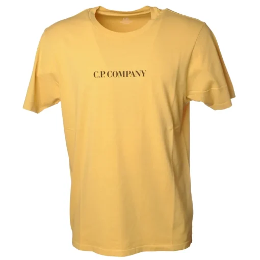 C.P. Company - Basic T-Shirt With Writing on The Front  - Yellow - T-Shirt - Luxury Exclusive Collection - Avvenice