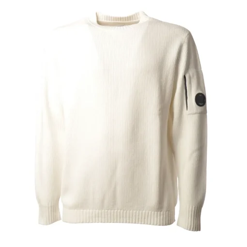 C.P. Company - Chenille Crewneck Pullover - White - Sweater - Luxury Exclusive Collection - Avvenice