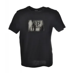 C.P. Company - Crewneck T-Shirt with Central Print - Black - Luxury Exclusive Collection - Avvenice^ T-shirt
