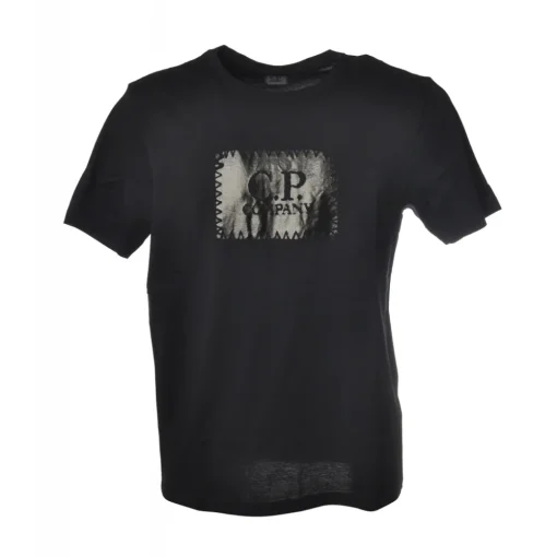C.P. Company - Crewneck T-Shirt with Central Print - Black - Luxury Exclusive Collection - Avvenice^ T-shirt