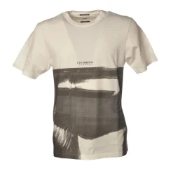 C.P. Company - Crewneck T-Shirt with Front Print - Black and White - Luxury Exclusive Collection - Avvenice^ T-shirt