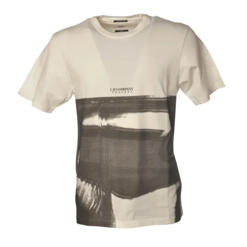 C.P. Company - Crewneck T-Shirt with Front Print - Black and White - Luxury Exclusive Collection - Avvenice^ T-shirt