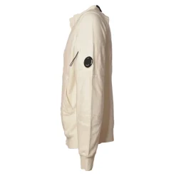 C.P. Company - Sweatshirt with Front Zip Closure and Snap Buttons - Cream - Luxury Exclusive Collection - Avvenice^ Sweatshirts