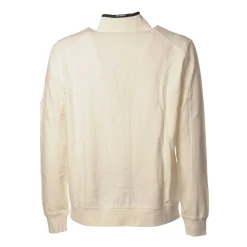 C.P. Company - Sweatshirt with Front Zip Closure and Snap Buttons - Cream - Luxury Exclusive Collection - Avvenice^ Sweatshirts
