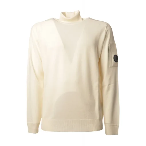 C.P. Company - Turtleneck Sweater with Seamed Sleeve - Cream - Sweater - Luxury Exclusive Collection - Avvenice^ Knitwears