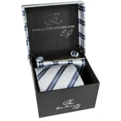 Coffret Cravates E.G. Cravates E.G. - Double Strip Tie - Mix of Gray and Ice Gray - Avvenice^ Ties & Bow Ties