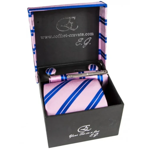 Coffret Cravates E.G. Cravates E.G. - Double Strip Tie - Mix of Persian Rose and Klein Blue - Avvenice