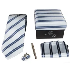 Coffret Cravates E.G. Cravates E.G. - Double Strip Tie - Mix of Gray and Ice Gray - Avvenice^ Ties & Bow Ties
