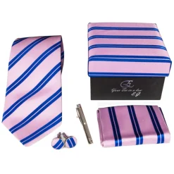 Coffret Cravates E.G. Cravates E.G. - Double Strip Tie - Mix of Persian Rose and Klein Blue - Avvenice