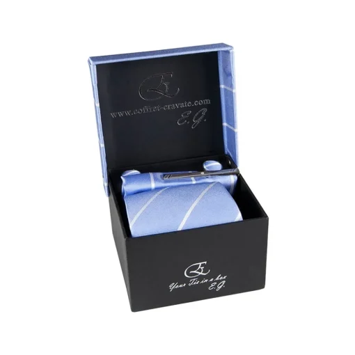 Coffret Cravates E.G. Cravates E.G. - Single Stripe Tie - Sky Blue - Avvenice