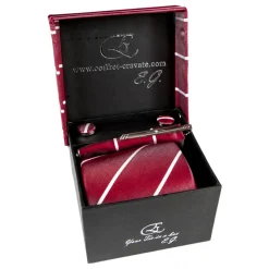 Coffret Cravates E.G. Cravates E.G. - Single Stripe Tie - Cardinal Red - Avvenice^ Ties & Bow Ties
