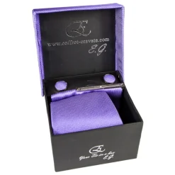 Coffret Cravates E.G. Cravates E.G. - Solid Square Pattern Tie - Violet - Avvenice^ Ties & Bow Ties
