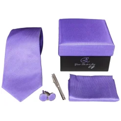 Coffret Cravates E.G. Cravates E.G. - Solid Square Pattern Tie - Violet - Avvenice^ Ties & Bow Ties