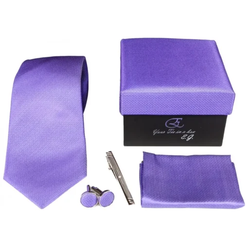 Coffret Cravates E.G. Cravates E.G. - Solid Square Pattern Tie - Violet - Avvenice^ Ties & Bow Ties