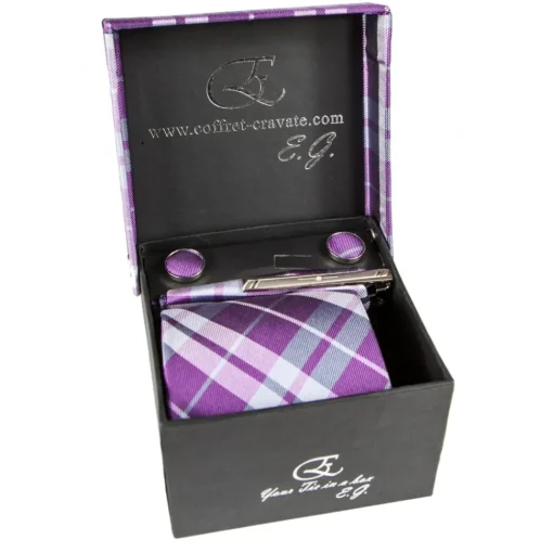 Coffret Cravates E.G. Cravates E.G. - Tartan Tie - Magenta Rose - Avvenice^ Ties & Bow Ties