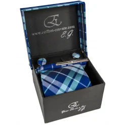Coffret Cravates E.G. Cravates E.G. - Tartan Tie - Blue Navy - Avvenice