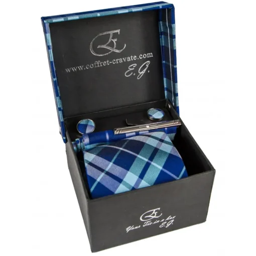 Coffret Cravates E.G. Cravates E.G. - Tartan Tie - Blue Navy - Avvenice