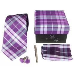 Coffret Cravates E.G. Cravates E.G. - Tartan Tie - Magenta Rose - Avvenice^ Ties & Bow Ties