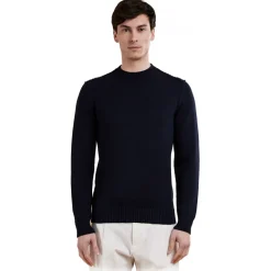 Cruna - Calais Crewneck Sweater - 1535 - Night Blue - Handmade in Italy - Luxury High Quality Collection - Avvenice