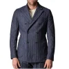 Cruna - Chelsea Jacket in Pinstripe Wool - 636 - Ardesia - Handmade in Italy - Luxury High Quality Jacket - Avvenice^ Jackets