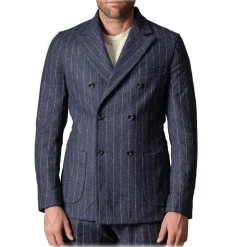 Cruna - Chelsea Jacket in Pinstripe Wool - 636 - Ardesia - Handmade in Italy - Luxury High Quality Jacket - Avvenice^ Jackets