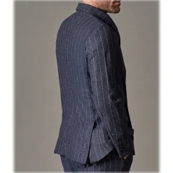 Cruna - Chelsea Jacket in Pinstripe Wool - 636 - Ardesia - Handmade in Italy - Luxury High Quality Jacket - Avvenice^ Jackets