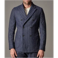 Cruna - Chelsea Jacket in Pinstripe Wool - 636 - Ardesia - Handmade in Italy - Luxury High Quality Jacket - Avvenice^ Jackets