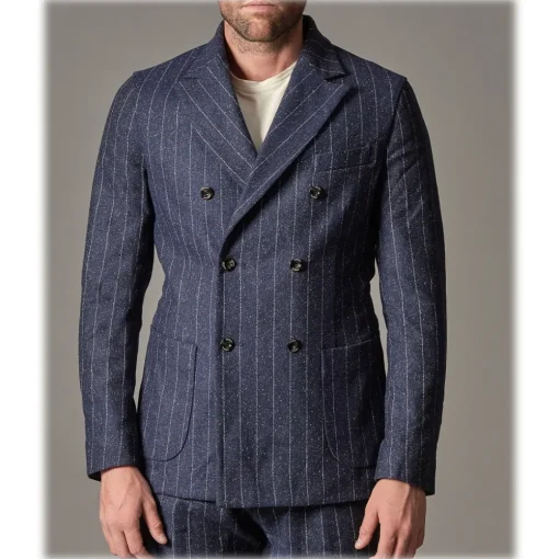 Cruna - Chelsea Jacket in Pinstripe Wool - 636 - Ardesia - Handmade in Italy - Luxury High Quality Jacket - Avvenice^ Jackets